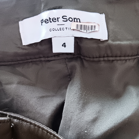 Peter Som Olive Green Faux Leather Paperbag Waist Tie Belt Ankle Length Pants - Picture 6 of 8